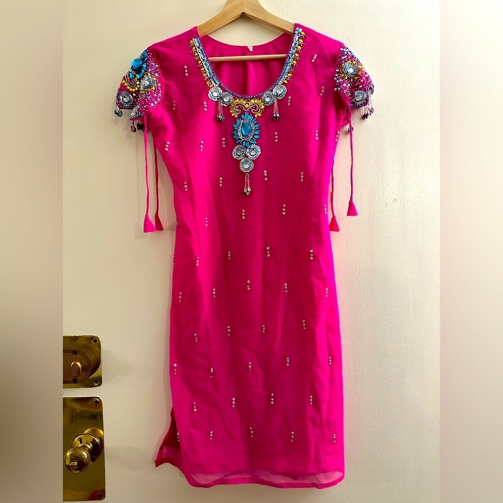 Beaded Pink Salwar Set Size XS